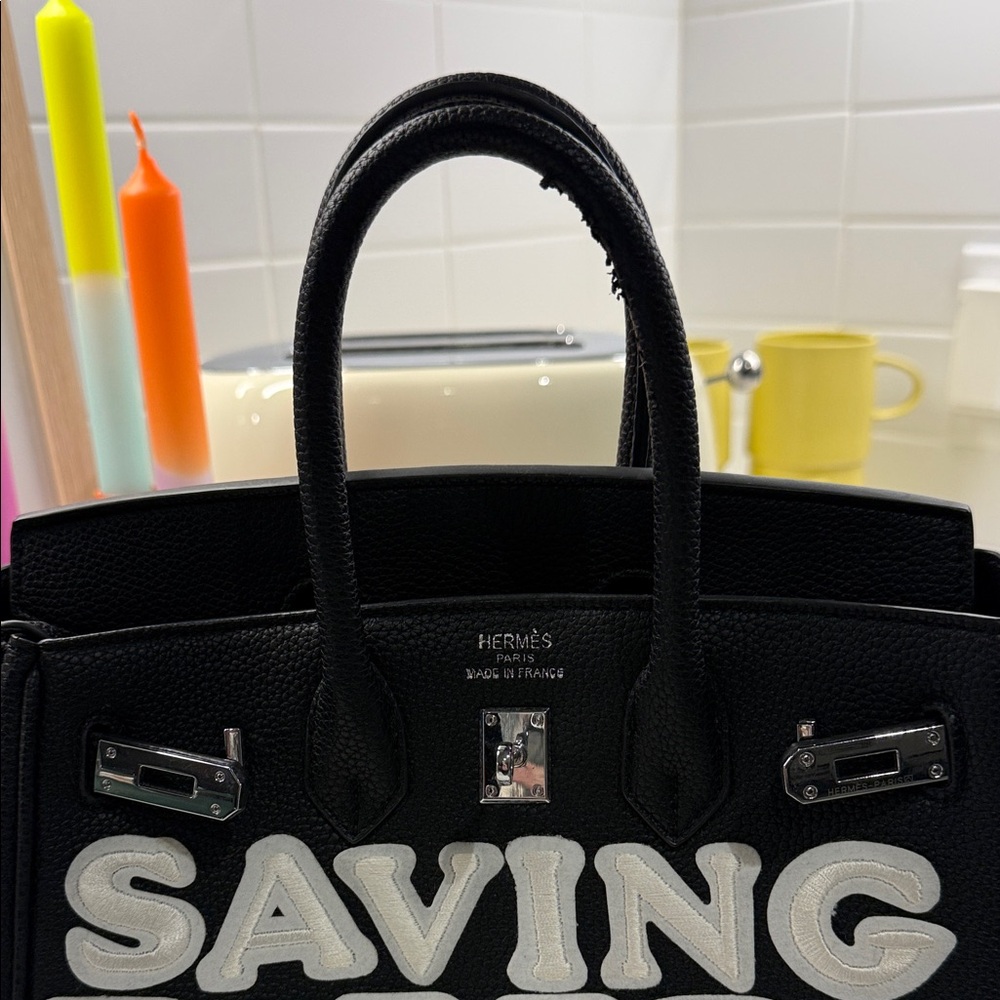 Black Birkin 25 Style Bag - Customized - Not Hermes - Picture 3 of 9